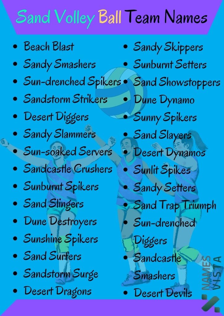 Sand Volleyball Team Names infographic