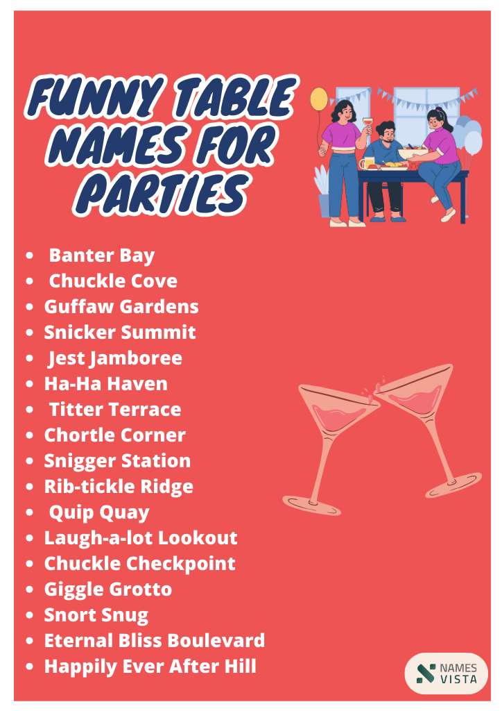 Funny Table Names for Parties